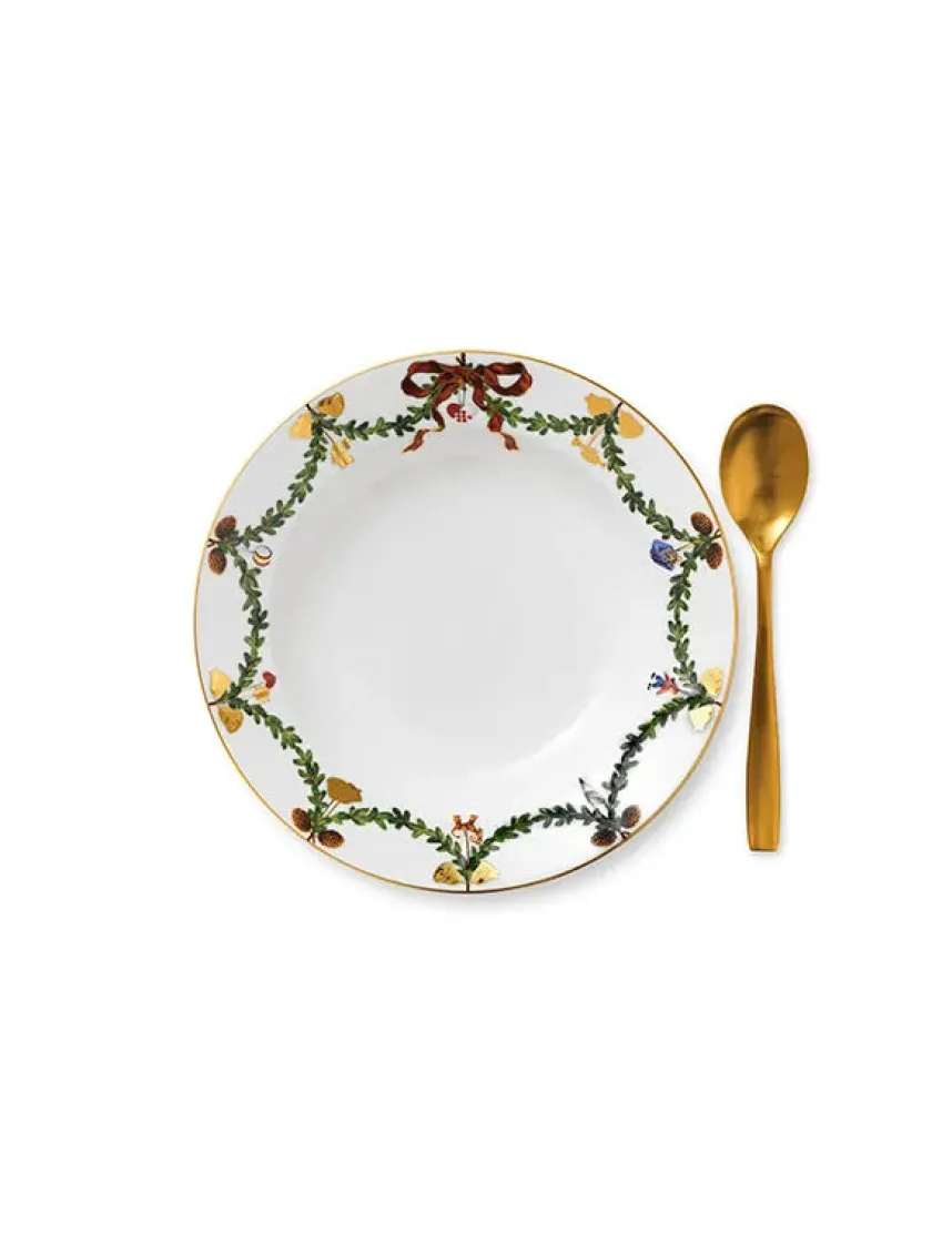 Royal Copenhagen Juleborddækning|Service<Stjerne Riflet Jul, dyb tallerken 24 cm