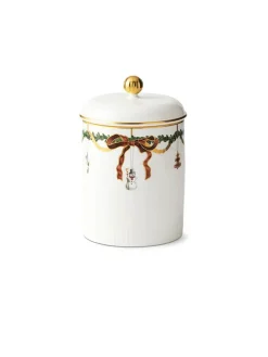 Royal Copenhagen Vaser<Stjerne Riflet Jul, krukke med låg 16 cm