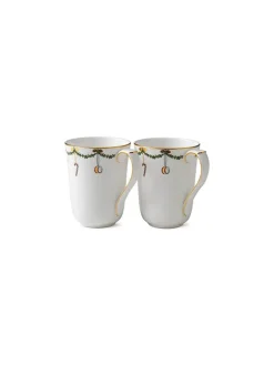 Royal Copenhagen Juleborddækning|Service<Stjerne Riflet Jul, 2-pak krus 33 cl