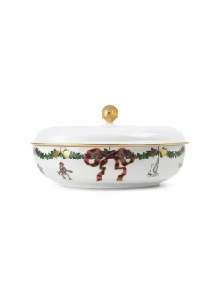 Royal Copenhagen Juleborddækning|Service<Stjerne Riflet Jul, skål med låg 21 cm