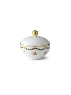 Royal Copenhagen Juleborddækning|Service<Stjerne Riflet Jul, sukkerskål med låg 15 cl