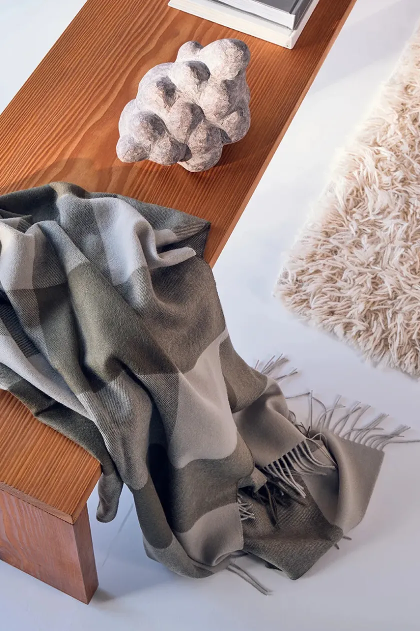 Silkeborg Uldspinderi Puder Og Plaider<Santa Fe Plaid, limestone fra