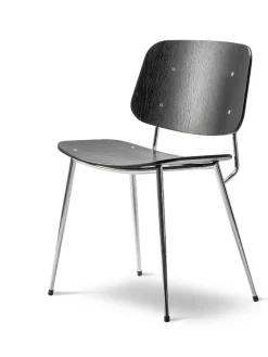 Fredericia Furniture Spisebordsstole<Søborg Stol, stålstel af Børge Mogensen