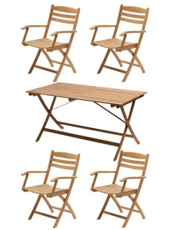 Fritz Hansen Havemøbelsæt<Skagerak Selandia Sæt, 4 armstole og bord 147 fra