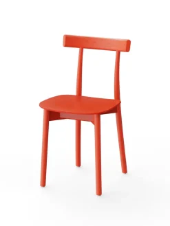 Nine Spisebordsstole<Skinny wooden chair, ash/red fra