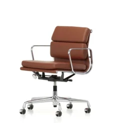 Vitra Kontorstole<Soft Pad Chair EA 217 Kontorstol, cognac læder/krom stel fra