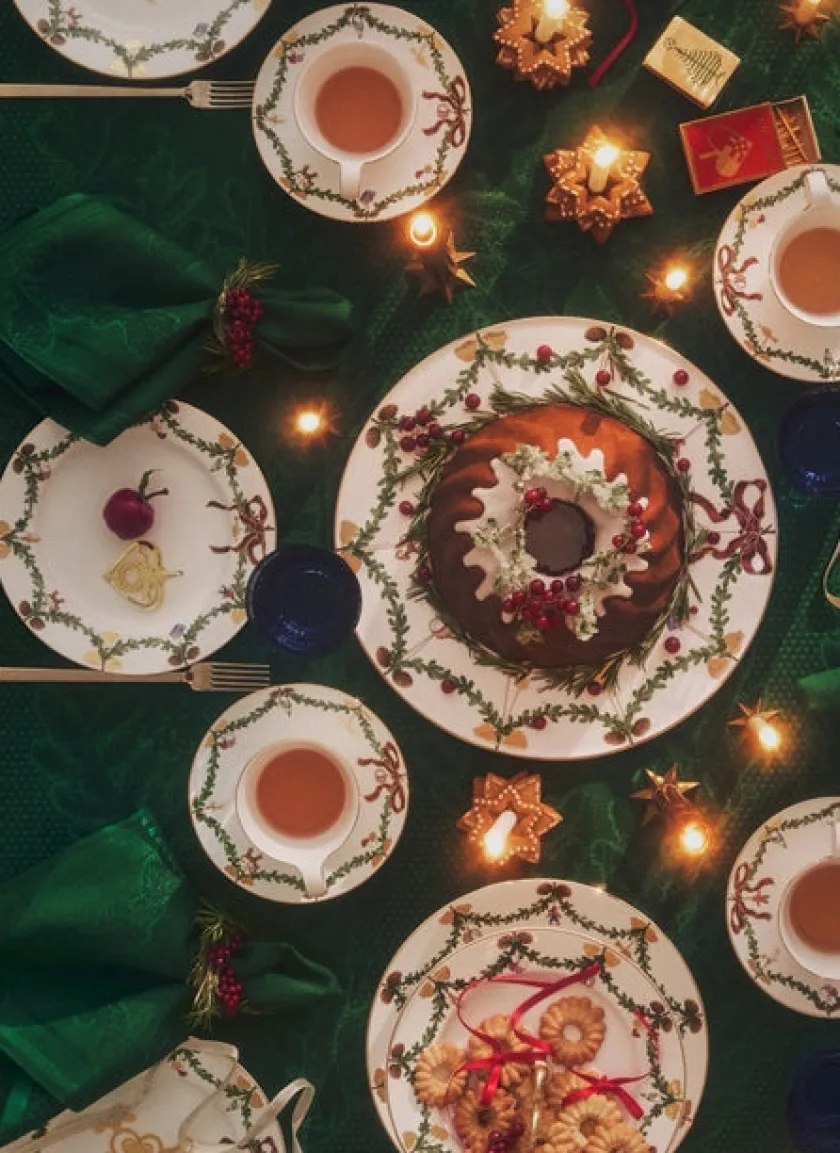 Royal Copenhagen Køkkentekstiler<Stjerne Riflet Jul dug grøn fra