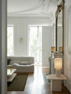 Louise Roe Spots<The Eight Over Eight Lamp Small, beige travertine fra