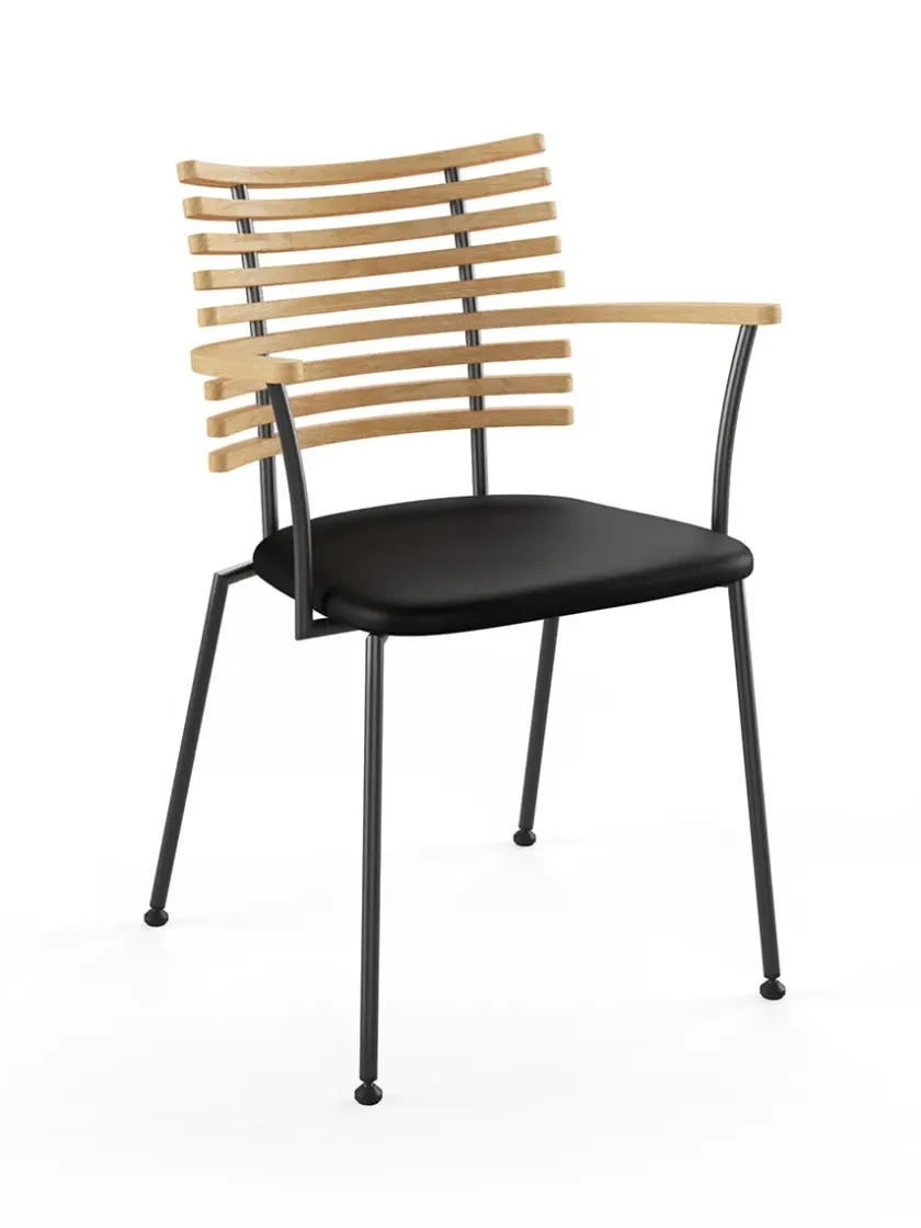 Naver Collection Spisebordsstole<Tiger Armstol, sort læder fra