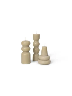 Ferm Living Stearinlys<Torno Candles Sand, Set of 3 fra