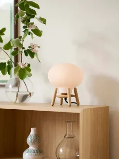 FDB Møbler Spots<U6 Mini Hiti Bordlampe, opalt glas/eg fra