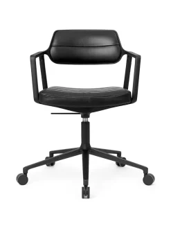 Vipp Kontorstole<453 Swivel+ Chair m/sort stel & hjul, sort læder fra