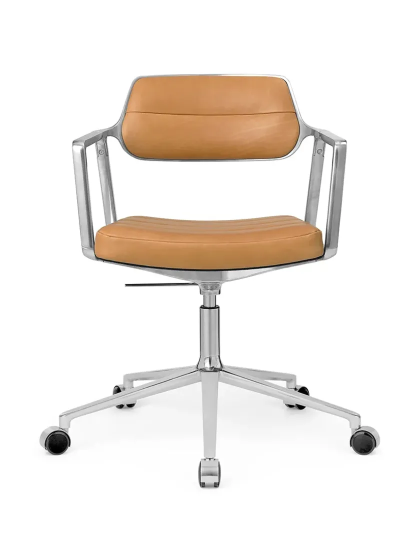Vipp Kontorstole<453 Swivel+ Chair m/sort stel & hjul, sort læder fra