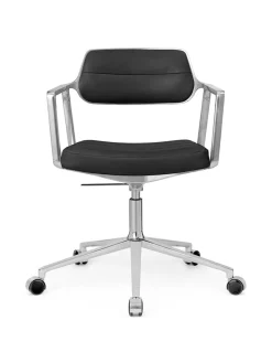 Vipp Kontorstole<453 Swivel+ Chair m/sort stel & hjul, sort læder fra