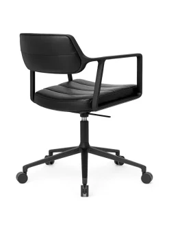 Vipp Kontorstole<453 Swivel+ Chair m/sort stel & hjul, sort læder fra