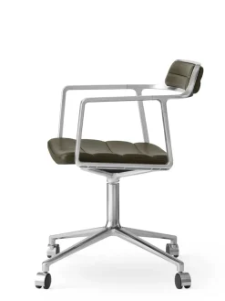 Vipp Kontorstole<452 Swivel Chair m/sort stel & hjul, sort læder fra