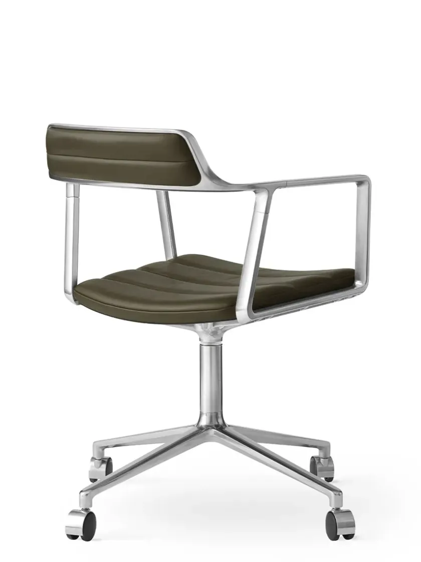 Vipp Kontorstole<452 Swivel Chair m/sort stel & hjul, sort læder fra