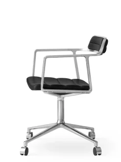 Vipp Kontorstole<452 Swivel Chair m/sort stel & hjul, sort læder fra