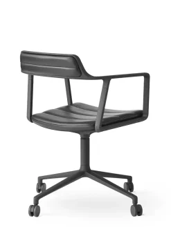 Vipp Kontorstole<452 Swivel Chair m/sort stel & hjul, sort læder fra