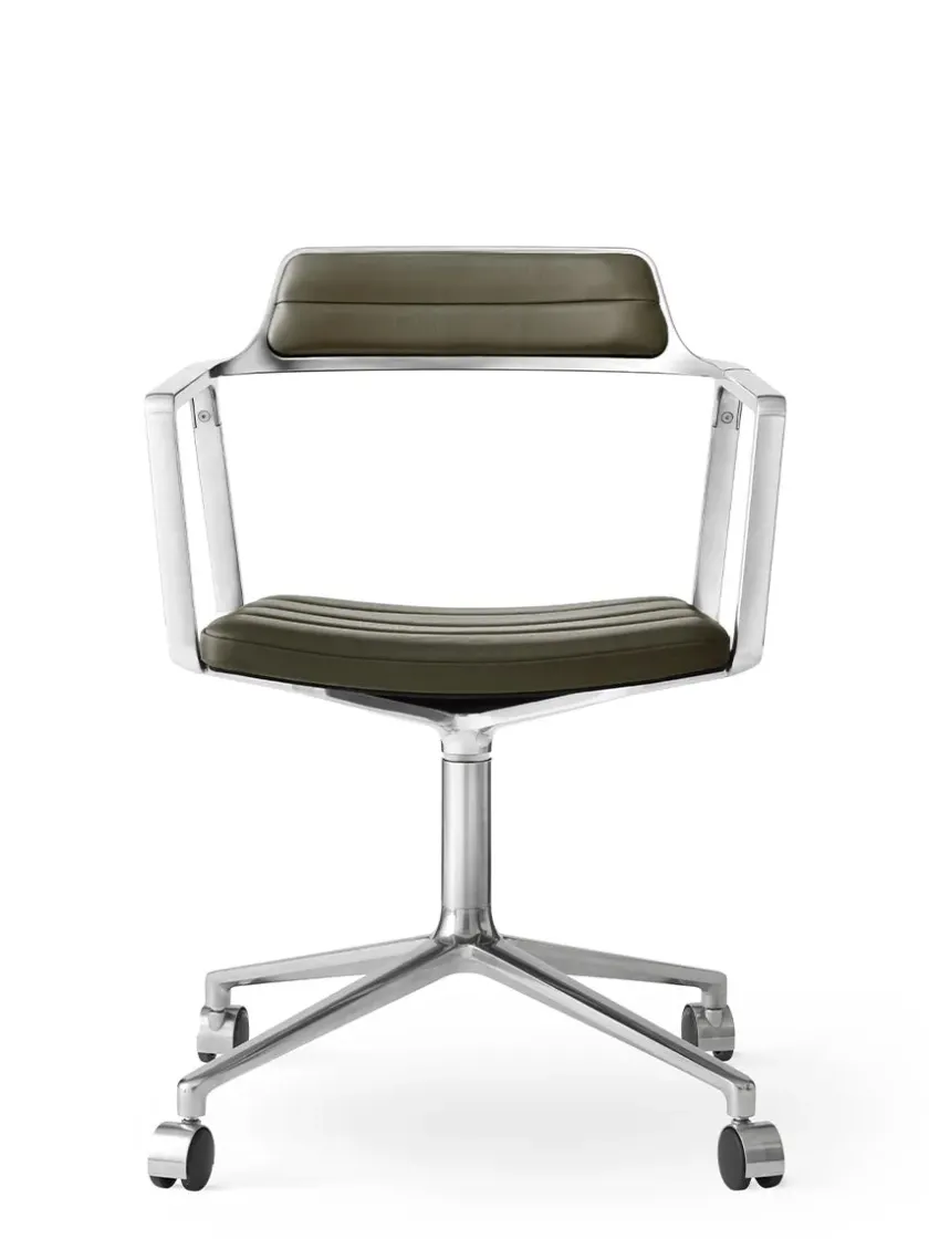 Vipp Kontorstole<452 Swivel Chair m/sort stel & hjul, sort læder fra