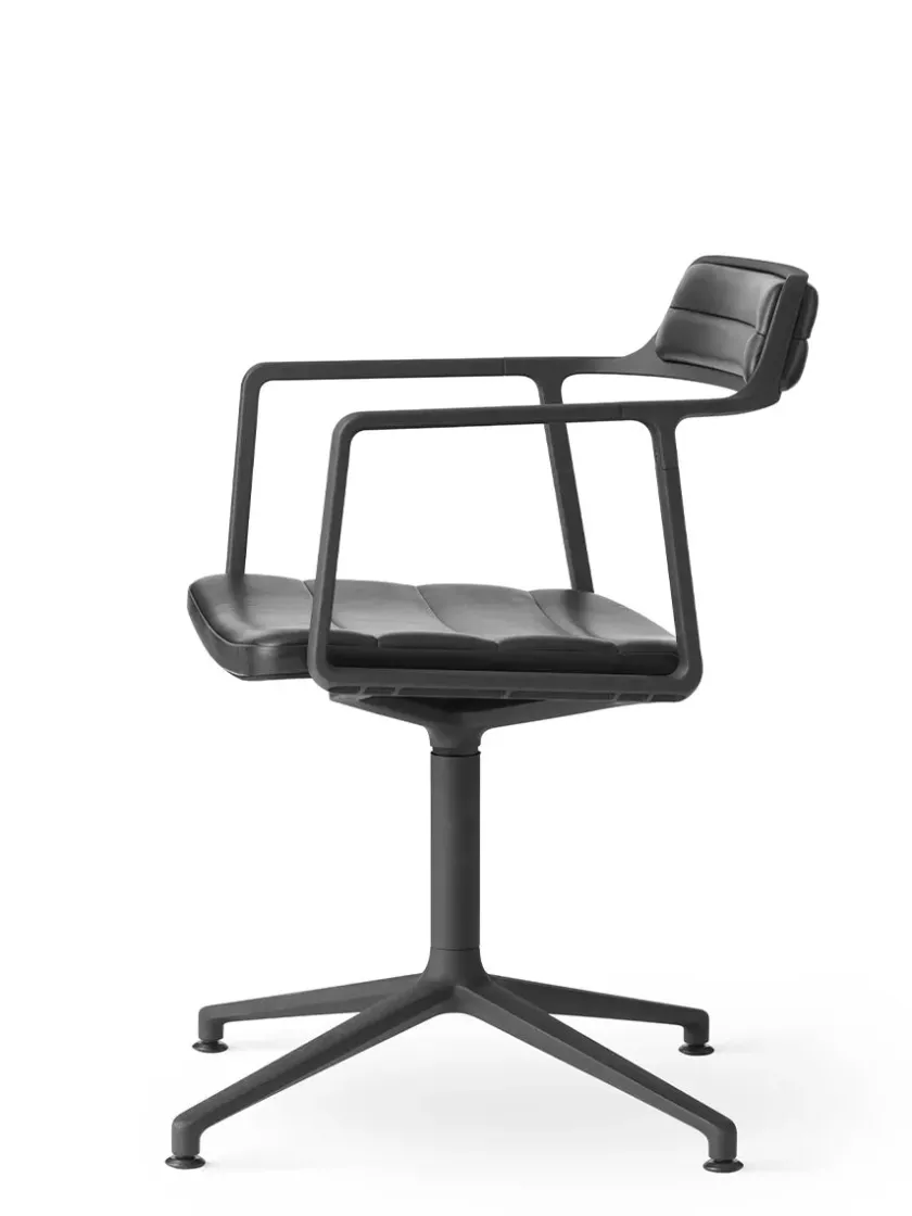 Vipp Spisebordsstole<452 Swivel Chair m/sort stel, sort læder fra