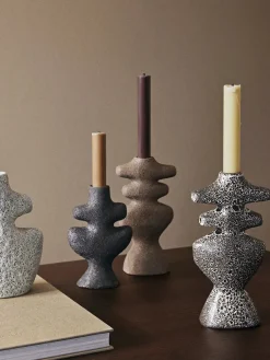 Ferm Living Lysestager<Yara Candle Holder Large, dark sand fra