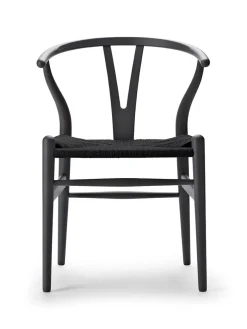 Carl Hansen & Søn Spisebordsstole<Y-stol CH24 Soft Anthracite Grey med sort flet af Hans J. Wegner