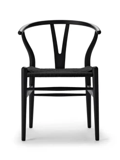 Carl Hansen & Søn Spisebordsstole<Y-stol CH24 Soft Black med sort flet af Hans J. Wegner