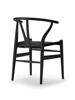 Carl Hansen & Søn Spisebordsstole<Y-stol CH24 Soft Black med sort flet af Hans J. Wegner