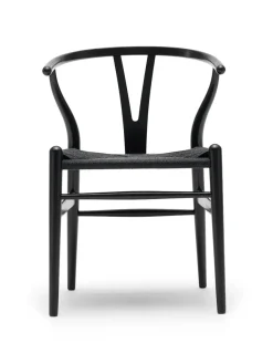 Carl Hansen & Søn Spisebordsstole<Y-stol CH24, sort eg med sort flet af Hans J. Wegner